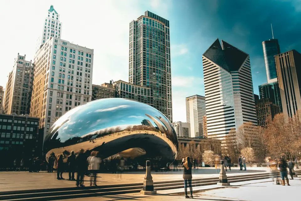 Chicago skyline at Cloud Gate representing Central U.S. coverage
